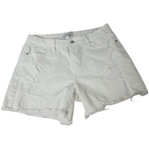 Judy Blue Shorts Womens Large White Denim  High Rise Distressed Cut Off JB150041